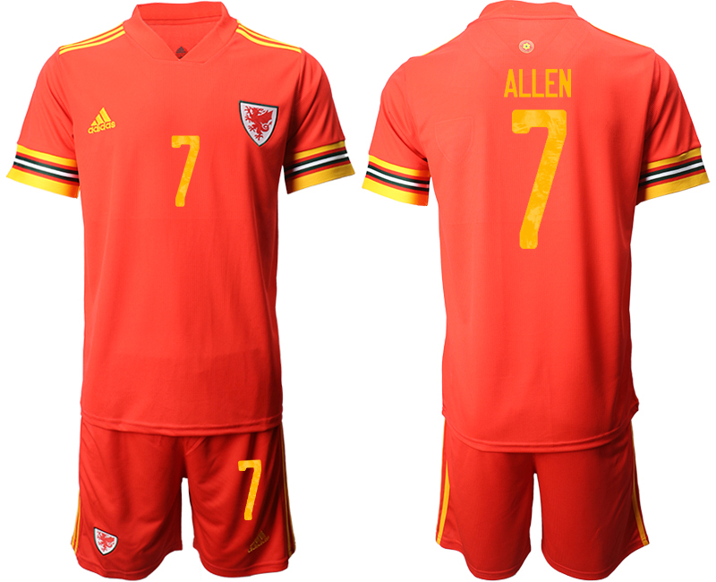 Men 2021 European Cup Welsh home red #7 Soccer Jersey->welsh jersey->Soccer Country Jersey